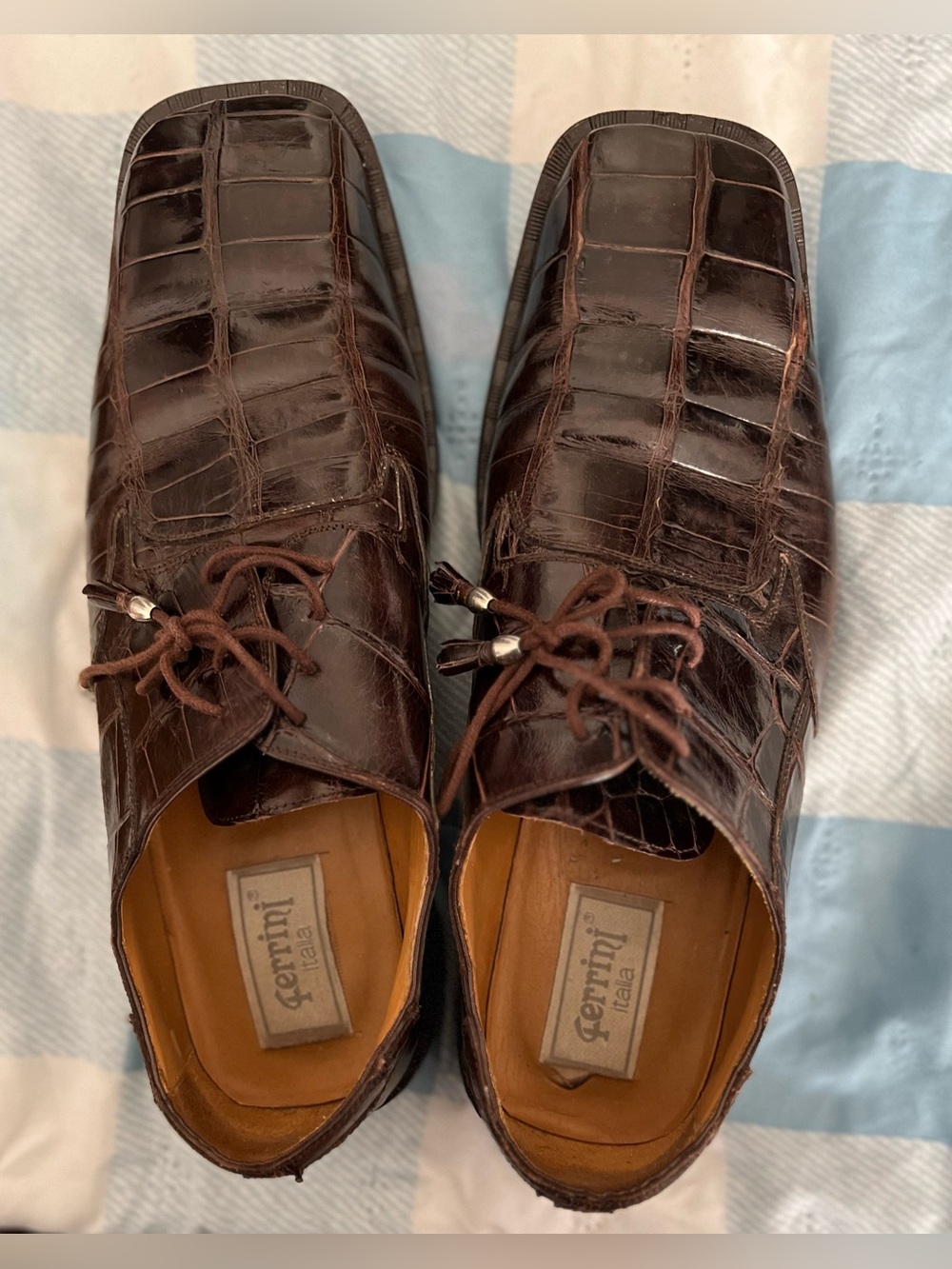 Ferrini Italia men’s genuine alligator dress shoes, US size 11